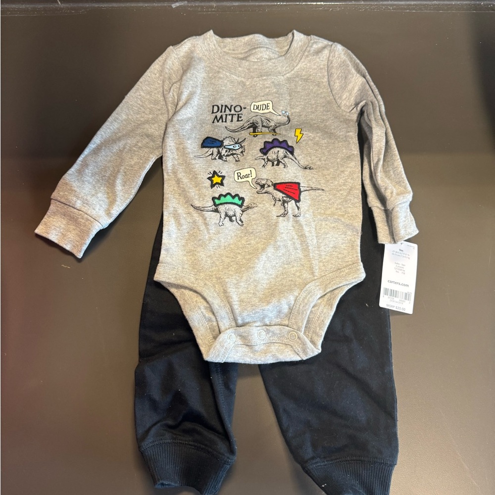 NWT Carters Carter’s Boys Dinosaur Jogger set with embroidery 12 months